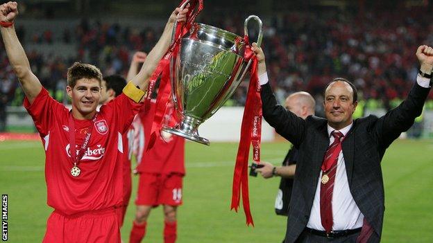 Steven Gerrard and Rafael Benitez