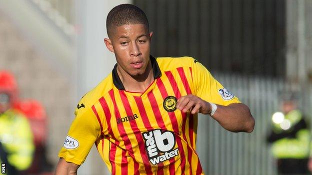 Jake Carroll in action for Partick Thistle