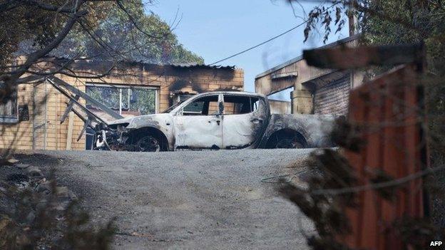 A general view shows the Tea Tree Gully Boarding Kennels and Cattery, where dozens of pets perished during bushfires, in the Adelaide Hills on January 3, 2015.