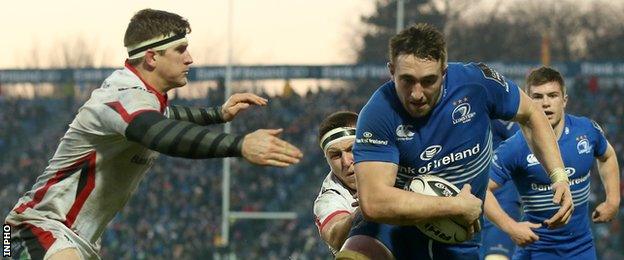 Jack Conan scores Leinster's late try at the RDS