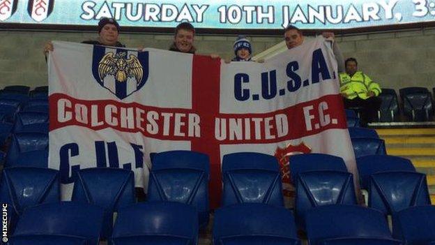 Michael Welsh and Colchester United fans at Cardiff