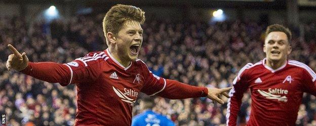 Cammy Smith celebrates scoring for Aberdeen against St Johnstone