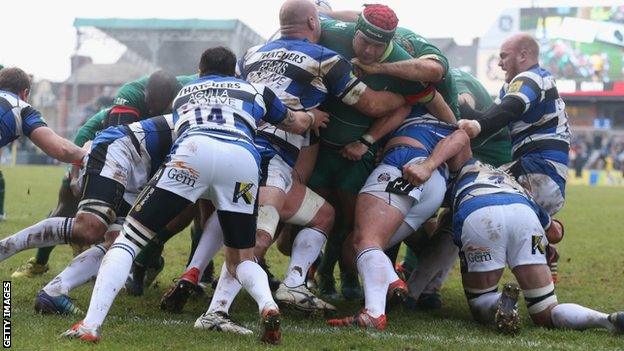 Leicester bulldozed over for a try from a rolling maul