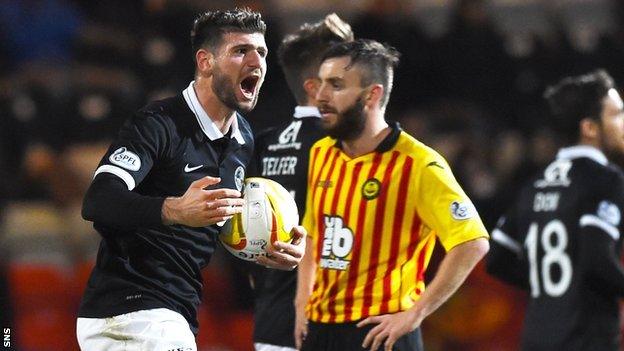 Nadir Ciftci celebrates scoring for Dundee United