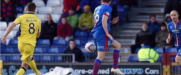 Kenny McLean has a shot for St Mirren against Inverness