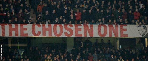 David Moyes 'Chosen One' banner at Old Trafford