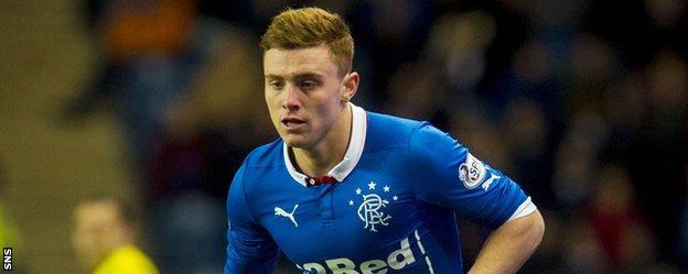 Lewis Macleod in action for Rangers