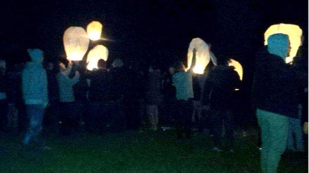 Friends of John Hocking released lanterns in his memory