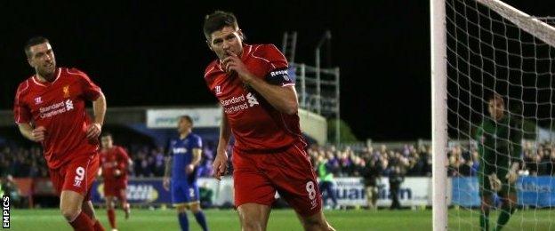 Steven Gerrard celebrates