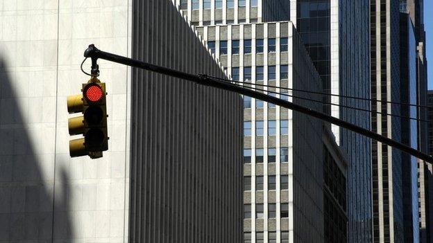 Red lights in Manhattan