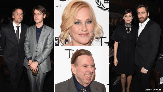 Clockwise from left: Richard Linklater, Ellar Coltrane, Patricia Arquette, Marion Cotillard, Jake Gyllenhaal and Timothy Spall at the 80th New York Film Critics Circle awards