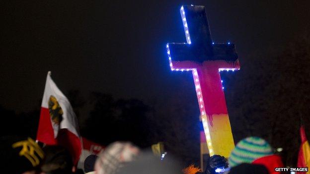 Cross at Dresden march