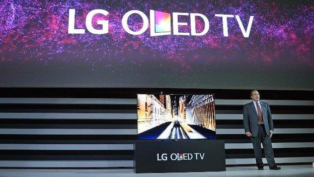 LG TV on CES stage