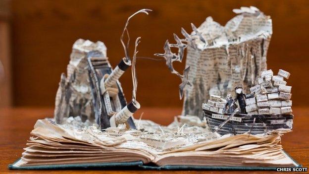 Paper sculpture of Whisky Galore