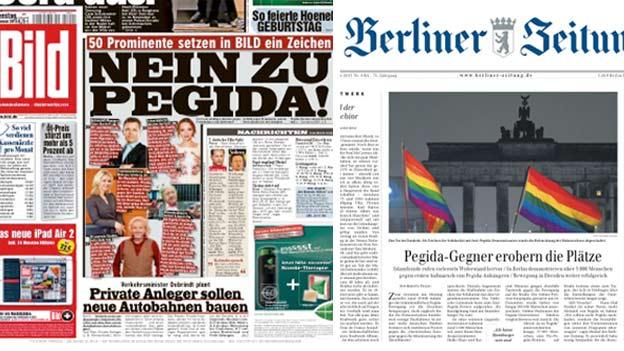 Front page of German newspapers Bild (l) and Berliner Zeitung (r)