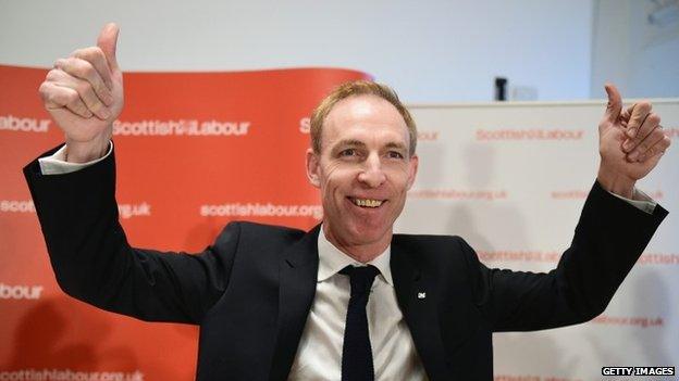 Jim Murphy celebrates after he was elected Scottish Labour leader last month