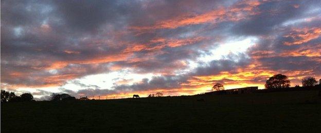 scenic image of the North Cheshire country at sunset