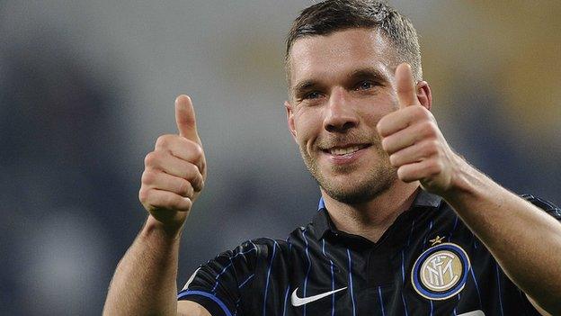 Lukas Podolski of Inter Milan