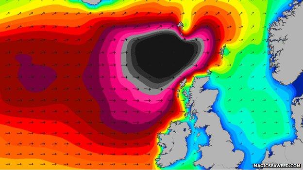 Swell chart for Saturday