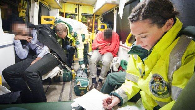 Revellers in ambulance