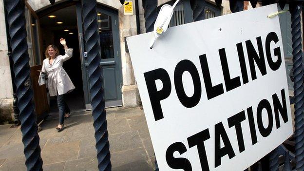 Voter at polling station