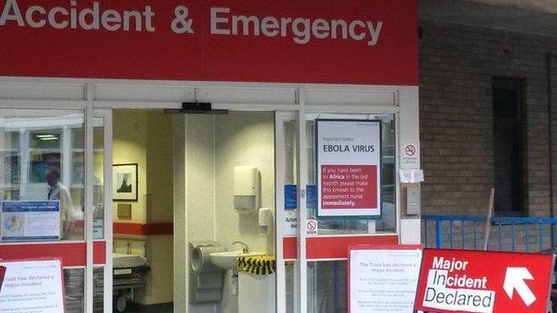 A makeshift Major Incident sign outside Addenbrooke's A&E department