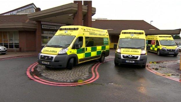 Ambulances at Walsall Manor Hospital