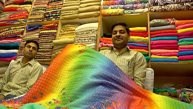 Inside a fabric shop