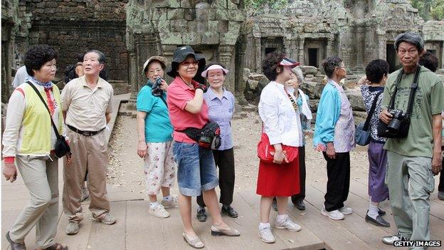 Tourists at Angkor Wat