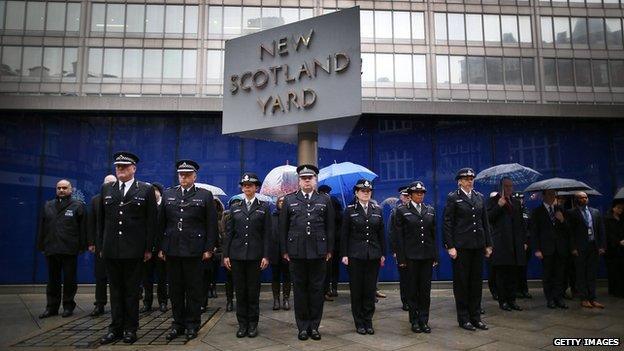 Police take part in silence outside New Scotland Yard