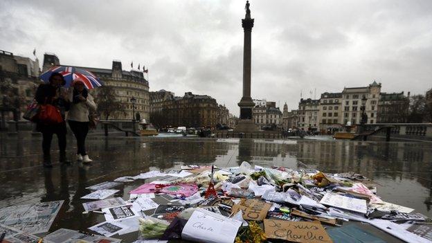 Tributes in Trafalgar Square, London