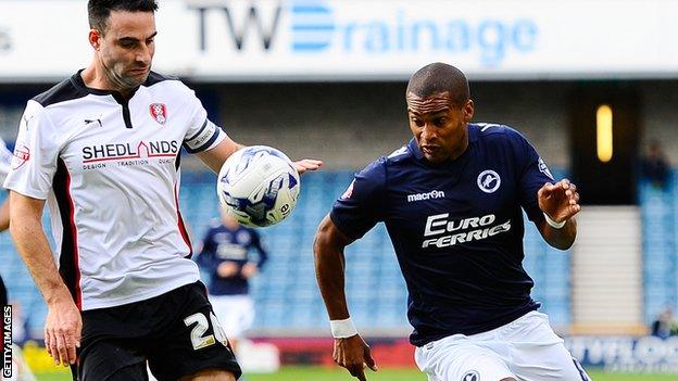 Jermaine Easter (right) battles for the ball with Craig Morgan