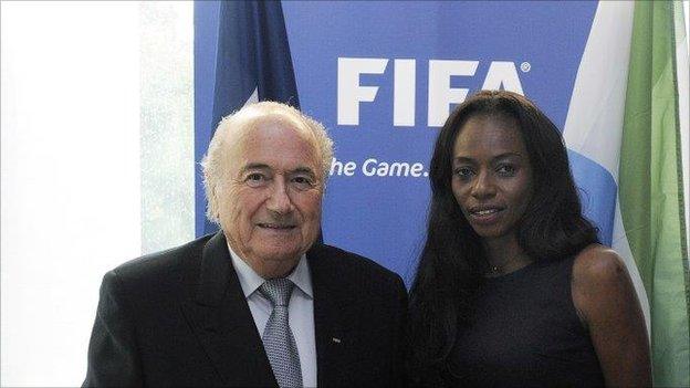 Isha Johansen with Sepp Blatter