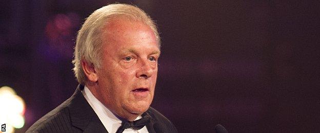 Gordon Taylor speaking at the PFA Player of the Year Awards 2013 at Grosvenor House Hotel in London