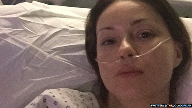 Ola Jordan tweeted a picture from hospital where she had surgery