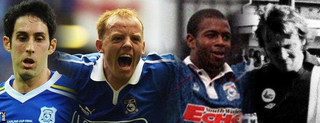 Cardiff City's blue kits throughout the years