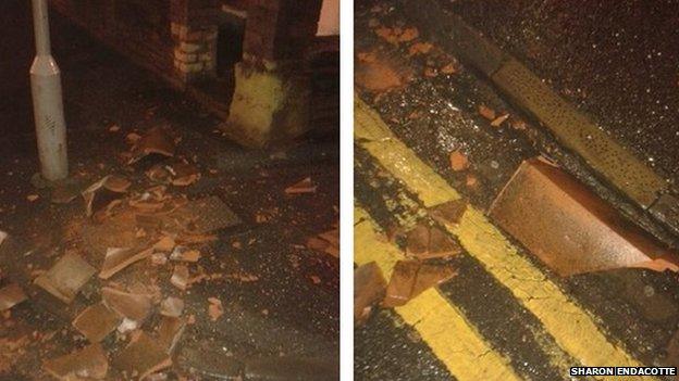 Roof debris at Roath, Cardiff