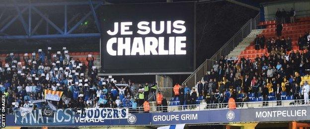 'Je suis Charlie' on scoreboard at Montpellier v Marseille