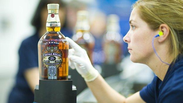 Workers at Chivas Brothers' bottling facility in Paisley