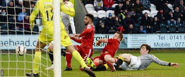 Shay Logan added Aberdeen's second goal from close range