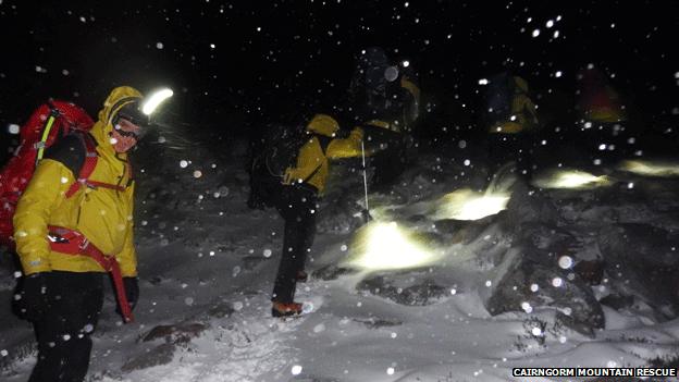 Rescuers in snow