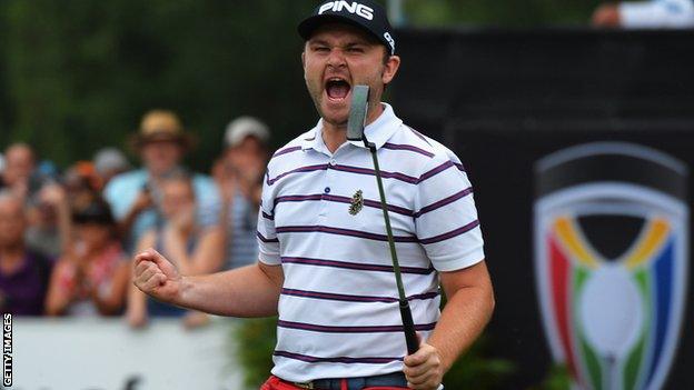 Andy Sullivan celebrates his South African Open triumph