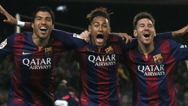 Luis Suarez, Neymar Jr and Lionel Messi