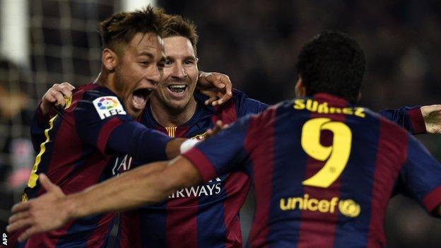 Lionel Messi, Neymar and Luis Suarez