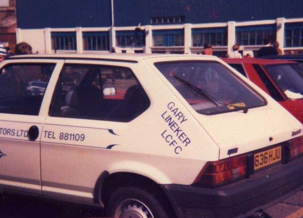 Gary Lineker's old car on the Leicester City former main stand car park at Filbert Street in the 1980s