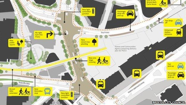 Temple Circus roundabout new road layout plan