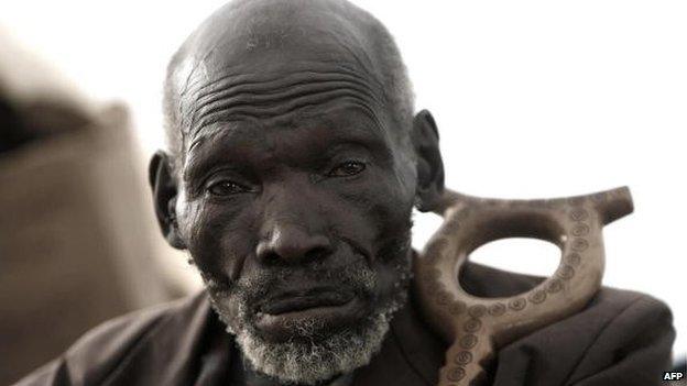 Kimani Nganga Maruge, 84, sits on 19 January 2008 in Eldoret, western Kenya