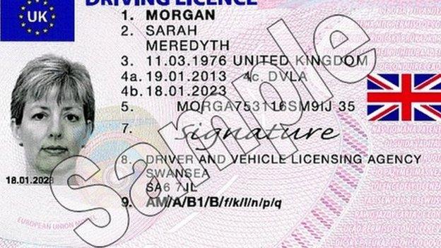 Sample UK driving licence