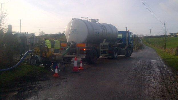 NI Water staff have been bringing water in tankers to the Glenchuil Service Reservoir, Ballygawley