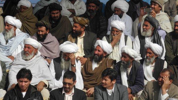 Afghan tribal elders at a ceremony at Camp Bastion